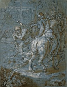 Breaking Ground for the Erection of the Cross, ca. 1680 (pen & brunt blæk med vask og gouache på papir)